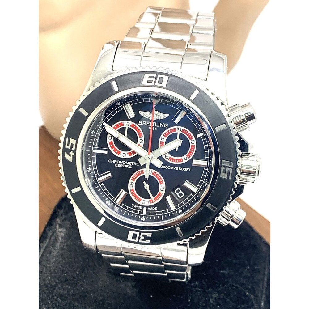 Breitling Men's Watch A73310 Superocean Swiss Quartz Chronograph Black Dial 46mm